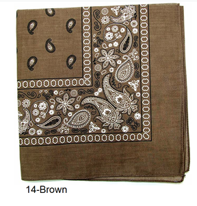 * 100% High Quality Cotton Paisley & Plain Bandanas in 42 COLORS