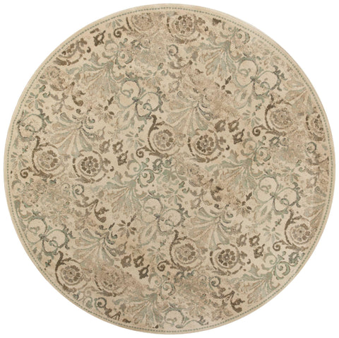 Image of 7 Ft Round Polypropylene Ivory Area Rug