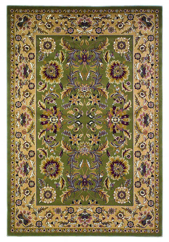 Image of 2 x 7 Runner Polypropylene Green or Taupe Area Rug