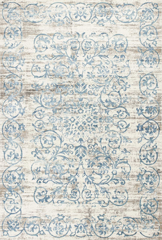 Image of 5 x 7 Polypropylene Ivory or Blue Area Rug