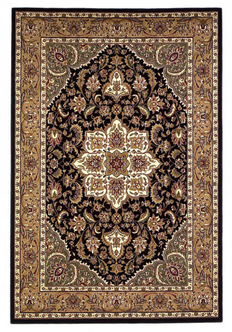 Image of 5 x 7 Polypropylene Black or Beige Area Rug