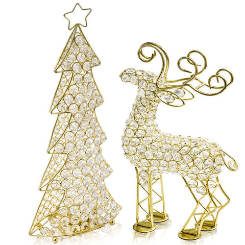 Image of 3.5" x 8" x 16" Gold Crystal Christmas Tree