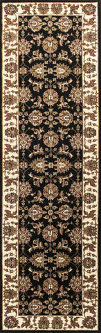 Image of 2 x 7 Runner Polypropylene Black or Ivory Area Rug