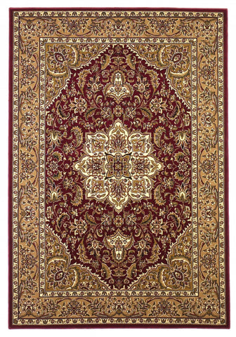 Image of 2 x 7 Runner Polypropylene Red or Beige Area Rug