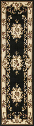 Image of 2 x 7 Runner Polypropylene Blackor Ivory Area Rug