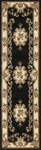 2 x 7 Runner Polypropylene Blackor Ivory Area Rug