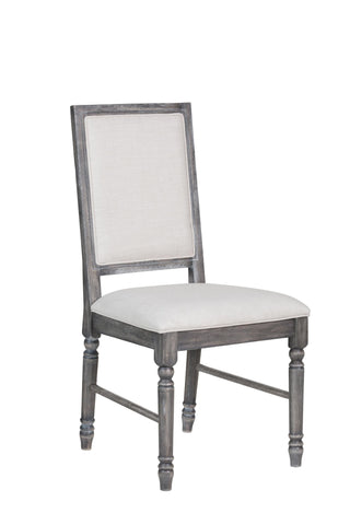 Image of 20" X 22" X 40" 2pc Light Cream Linen And Weathered Gray Side Chair