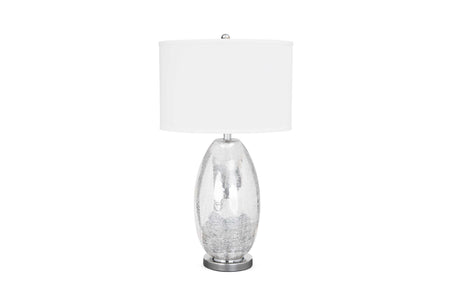 Set of 2 Silver Crackled Glass Table Lamp