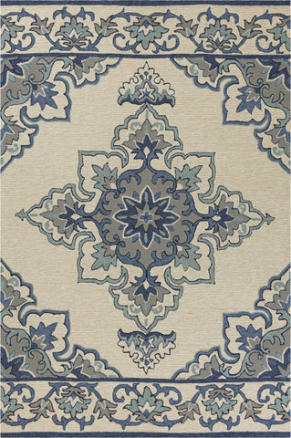 Image of 5 x 7 6" UV treated Polypropylene Ivory or Blue Area Rug