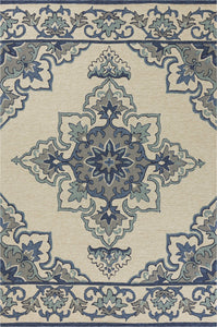 5 x 7 6" UV treated Polypropylene Ivory or Blue Area Rug