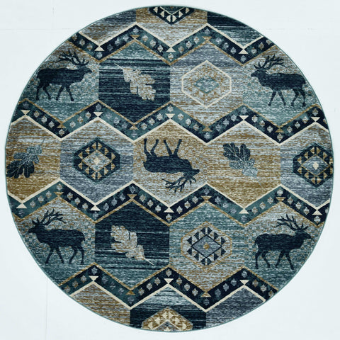 Image of 7 Ft Round Polypropylene Seafoam Area Rug