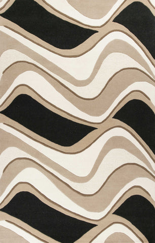 Image of 27" X 45" Wool Black or Beige Area Rug