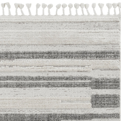 Image of 63" X 91" Ivory Grey Polyester Rug