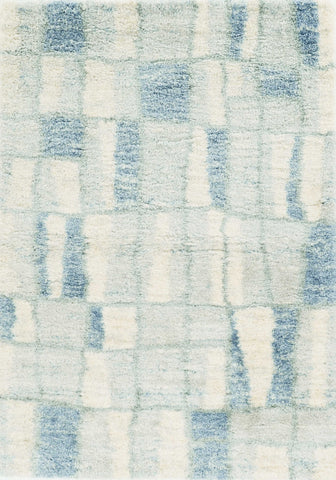 Image of 5 x 7 Polypropylene Ivory or Blue Area Rug