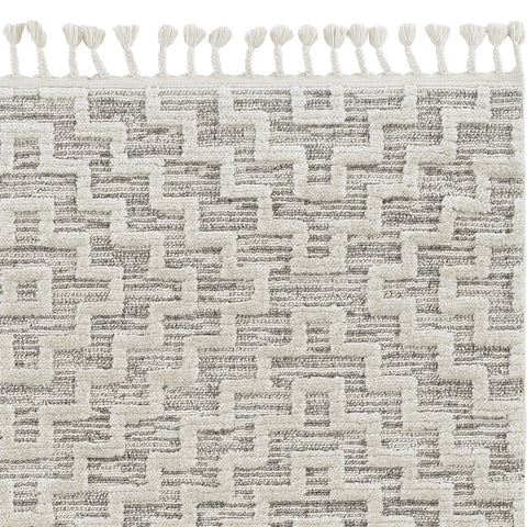 Image of 63" X 91" Ivory Grey Polyester Rug