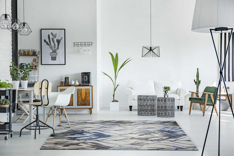 Image of 3 x 5 Polypropylene Grey or Navy Area Rug