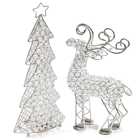 Image of 3.5" x 8" x 16" Silver Crystal Christmas Tree