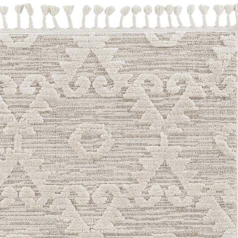 Image of 63" X 91" Ivory Beige Polyester Rug