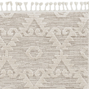 63" X 91" Ivory Beige Polyester Rug