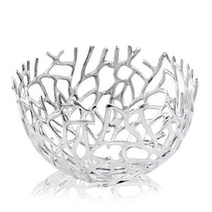 14.5" x 14.5" x 8.5" Silver Round Twigs Bowl