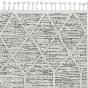 63" X 91" Ivory Grey Polyester Rug