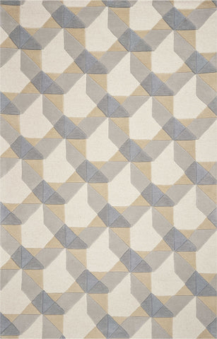 Image of 5 x 8 Wool Ivory or Grey Area Rug