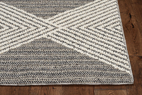 Image of 31" X 93" Grey or Ivory Polypropylene Rug