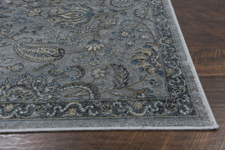 3' x 4' Gray Blue Paisley Faux Silk Area Rug