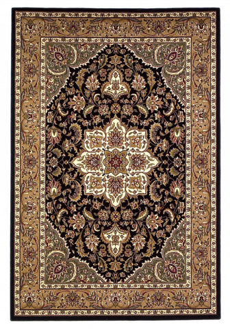 Image of 3 x 5 Polypropylene Black or Beige Area Rug