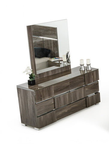 Image of 39" Grey MDF Veneer and Glass Mirror