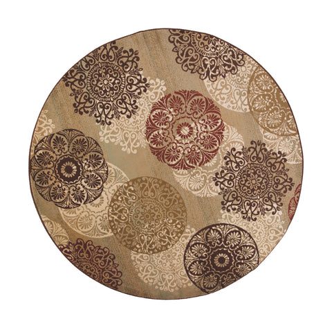 Image of 7 Ft Round Polypropylene Sage Area Rug