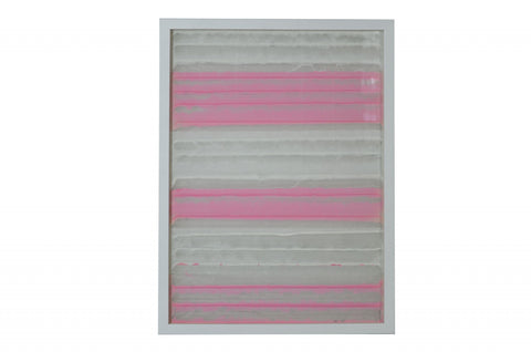 Image of 11" x 2" x 32" White And Pink, Fabric And Glass - Shadow Box