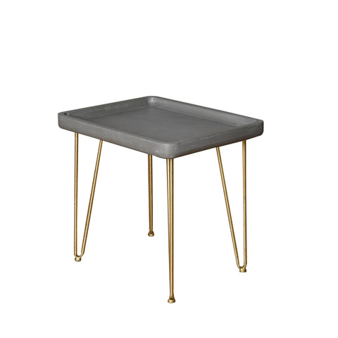 Image of Contemporary Gray and Gold Finish Rectangle End Table 18"H