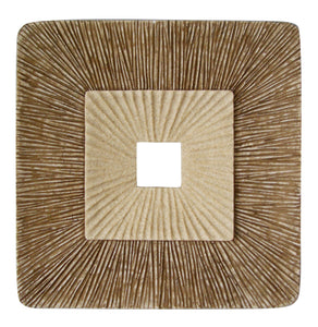 1" x 19" x 19" Brown Concave Square Double Layer Ribbed Wall Plaque