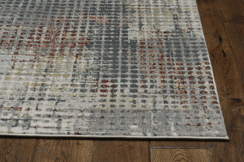 Image of 26" X 83" Grey or Brick Polypropylene and Polyester Rug