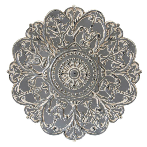 Image of Distressed Floral Metal Medallion Wall Decor