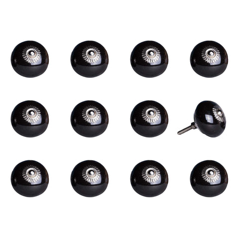 Image of 1.5" x 1.5" x 1.5" Ceramic/Metal Black 12 Pack Knob