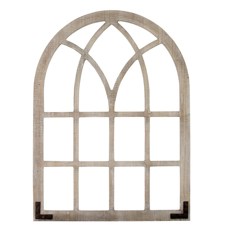 Image of Distressed Wood Framed Window Arch Wall Decor