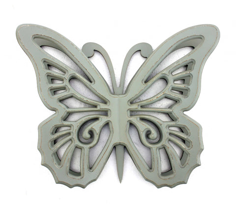 Image of 18.5" x 23" x 4" Gray, Rustic Butterfly, Wooden - Wall Decor