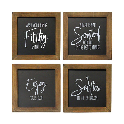 Image of Set of 4 Funny Bathroom Wall Art