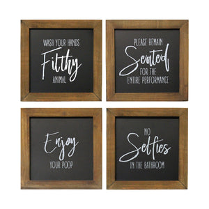 Set of 4 Funny Bathroom Wall Art