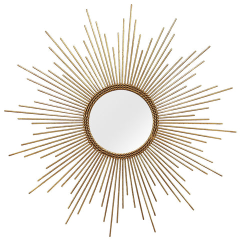 Image of 26" Round Gold Metal Sunburst Framed Wall Mirror