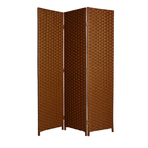 Image of 1" x 54" x 72" Dark Brown Wood 3 Panel Screen