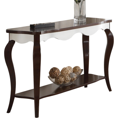 Image of 17" X 48" X 30" Walnut White Wood Sofa Table