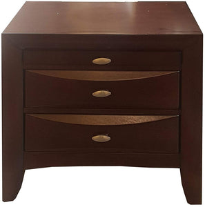 26" X 17" X 25" Espresso Rubber Wood Elegant Nightstand