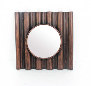 24" x 24" x 3" Bronze, Panpipe-Like, Wooden Cosmetic - Mirror