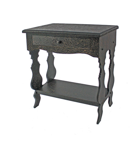 Image of 14" x 28" x 29" Black, 1 Drawer, Vintage, Wooden - Accent Table