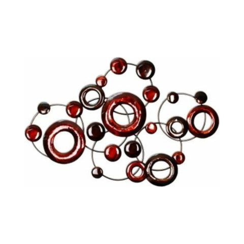 Image of Red Multi-Metallic Circle Wall Decor