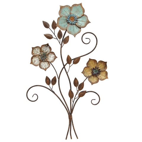 Image of Distressed Chic Metal Flower Wall Decor