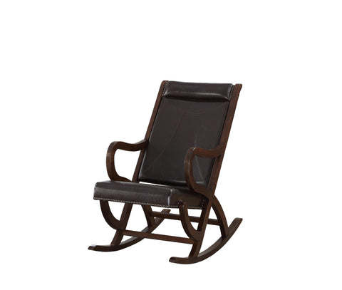 Image of 22" X 36" X 38" Espresso PU Walnut Wood Upholstered (Seat) Rocking Chair